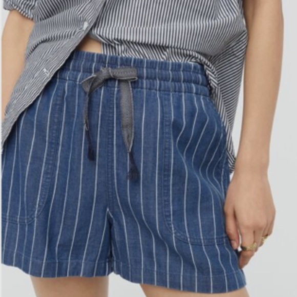 J. Crew Women's 3" Seaside Pull-on Shorts Indigo Stripe Sz Large Coastal Preppy - Picture 4 of 11